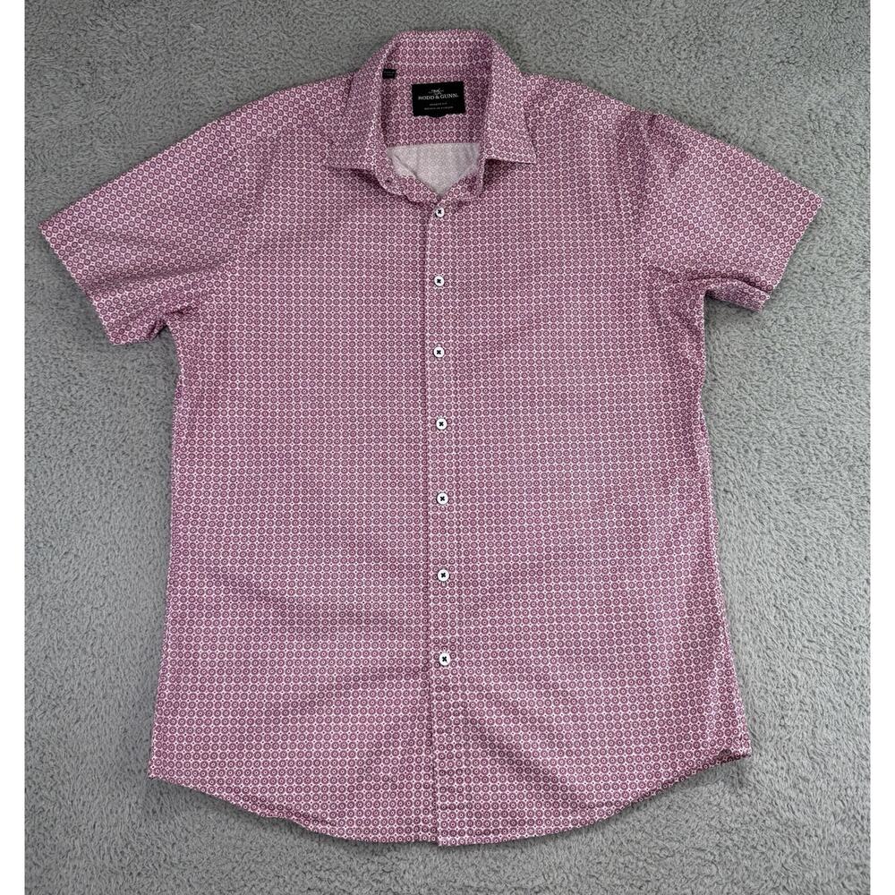 Rodd & Gunn Shirt Mens Large Geometric Print Short Sleeve Button Front Sport Fit